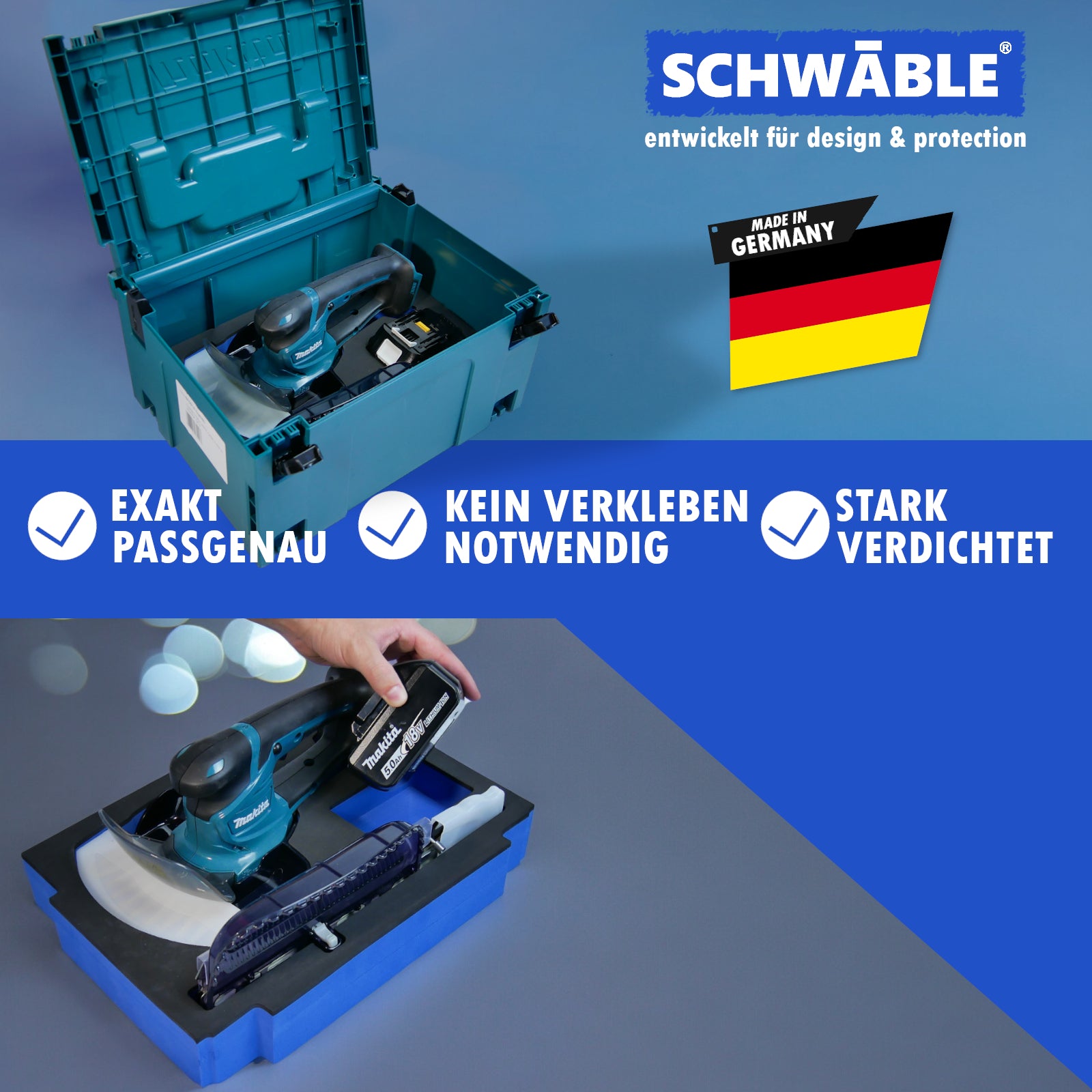 SCHWÄBLE® Schaumeinlage Schaumstoffeinlage für Makita Grasschere DUM604