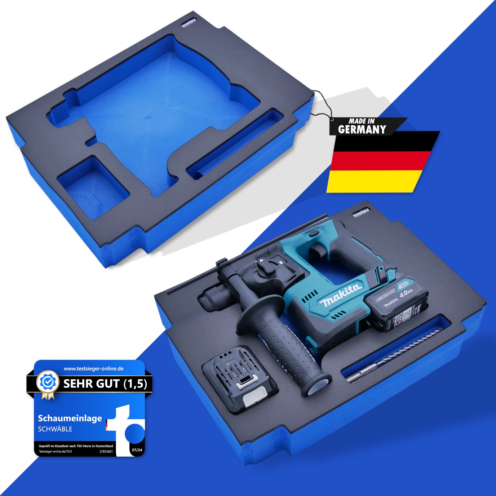 SCHWÄBLE Schaumeinlage Schaumstoffeinlage für Makita 12V Akku-Bohrhammer HR140