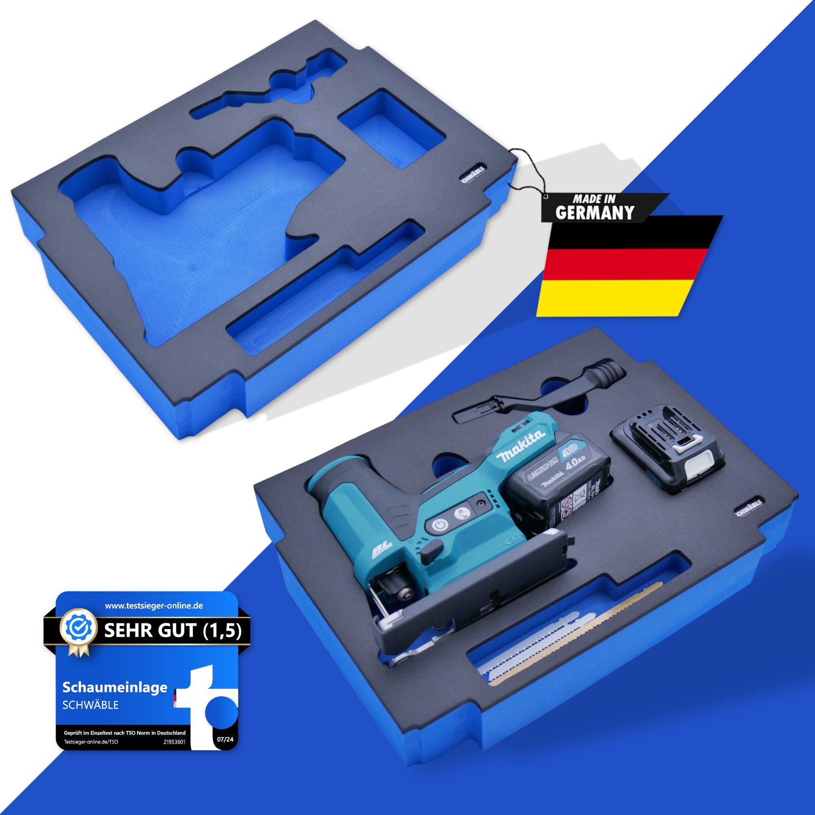 SCHWÄBLE® Schaumeinlage Schaumstoffeinlage für Makita 12V Akku-Stichsäge JV102D