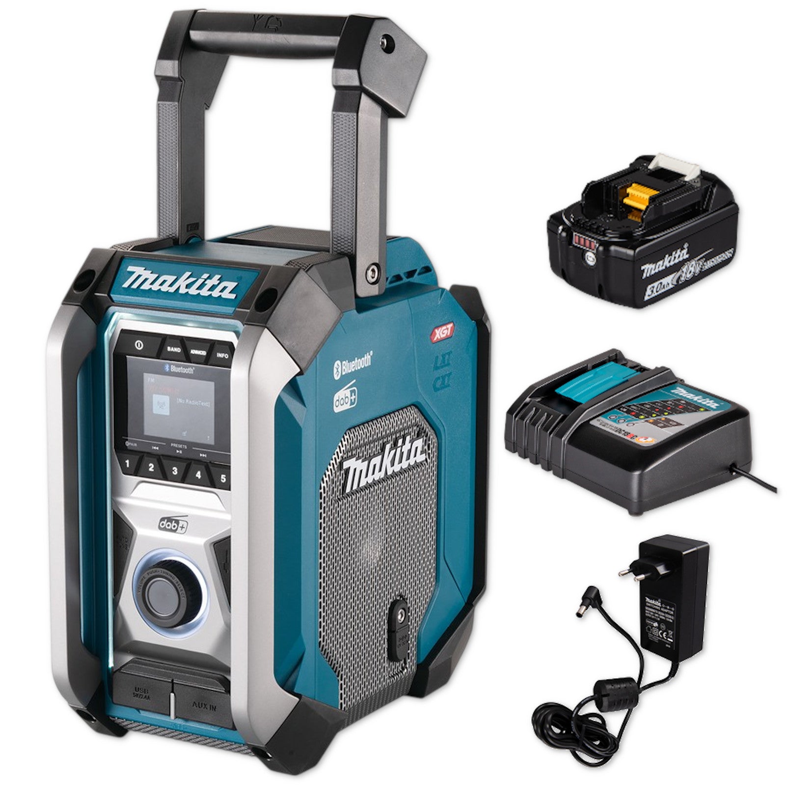Makita Akku-Baustellenradio 40V 18V 12V MR007GRF1 + Akkupack + Schnellladegerät