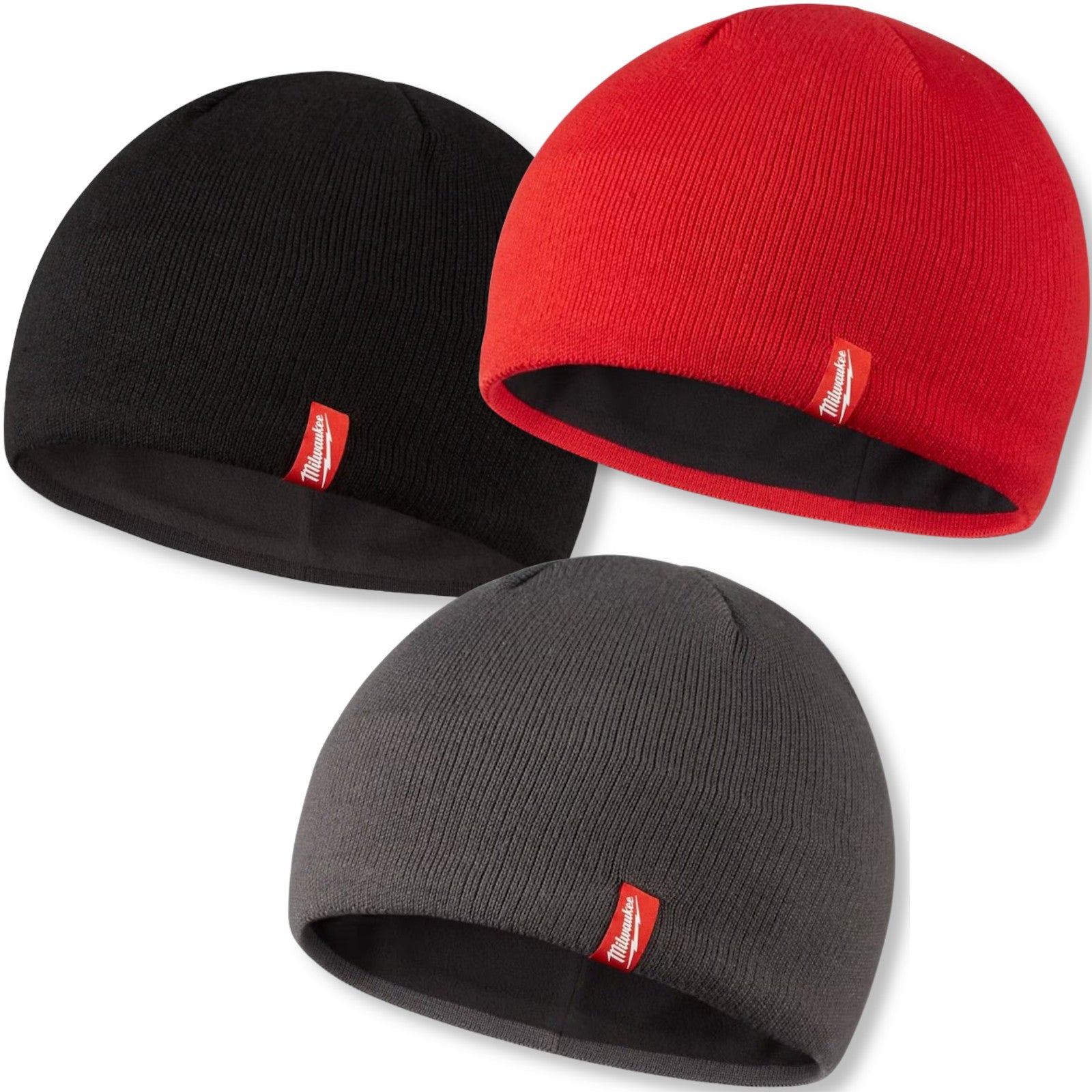 Milwaukee Mütze Wintermütze grau rot schwarz