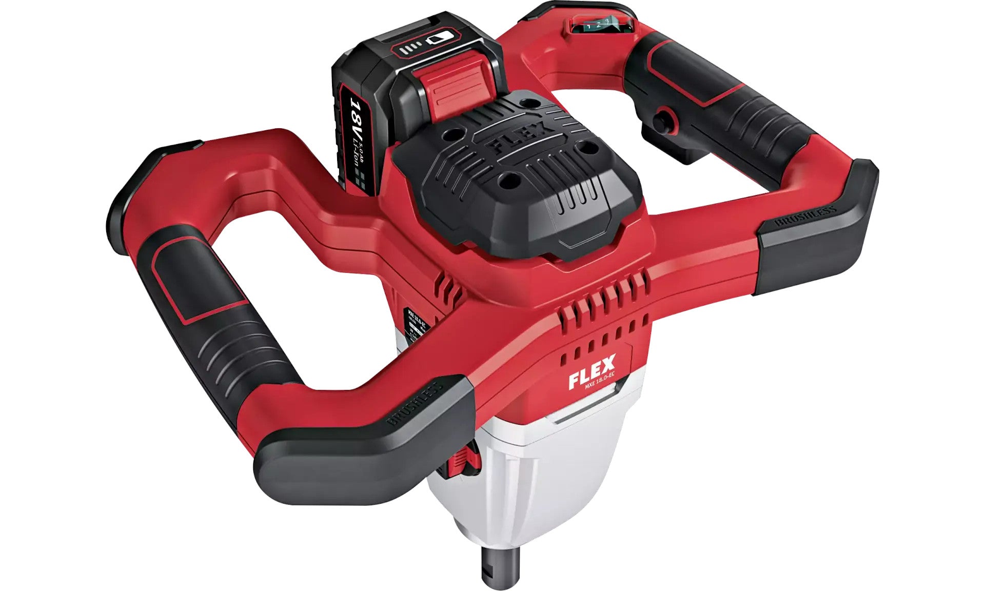 FLEX 18V Cordless Mixer, 2-Speed ​​Mixer MXE 18.0 EC + HP2 120 + Stirring Rod 495964