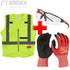 Milwaukee protective equipment, safety glasses, high-visibility vest, cut-resistant gloves