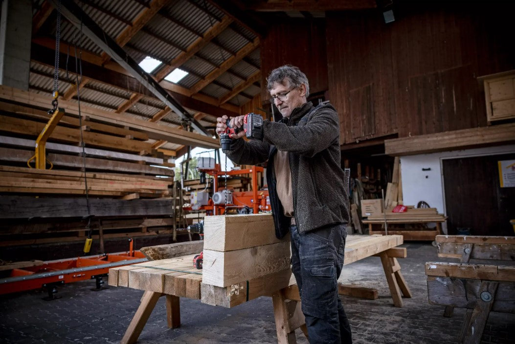 FLEX Akku-Winkelschleifer 18V 125mm + Schlagbohrschauber 65Nm + 2x 5Ah Akkus