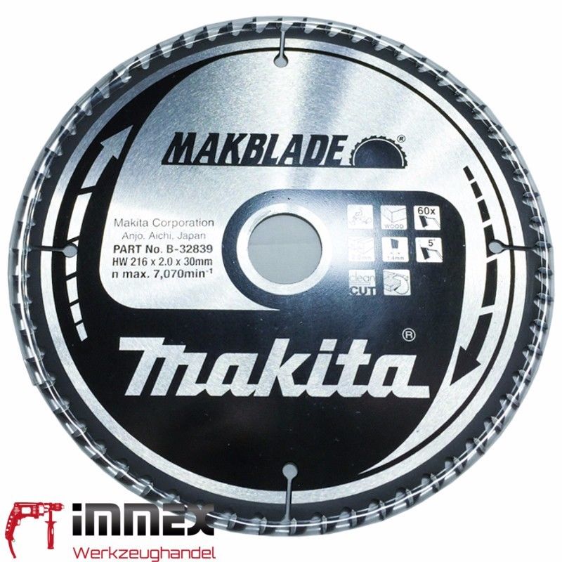 Makita Sägeblatt 216x30mm - 60 Zähne Holz B-32839