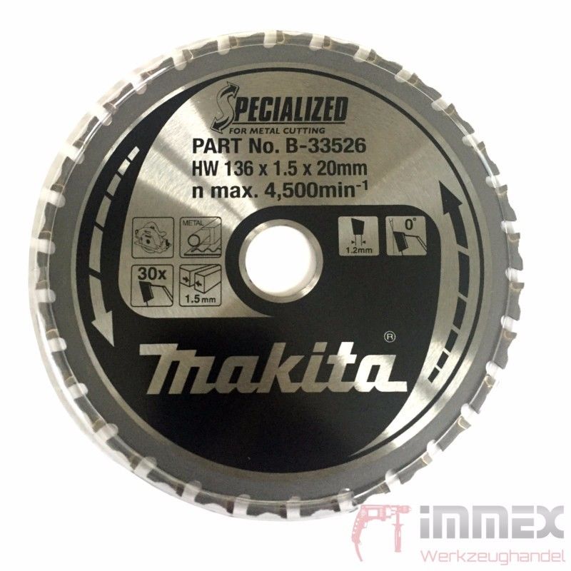 Makita Sägeblatt 136x20mm - 30 Zähne Metall B-33526