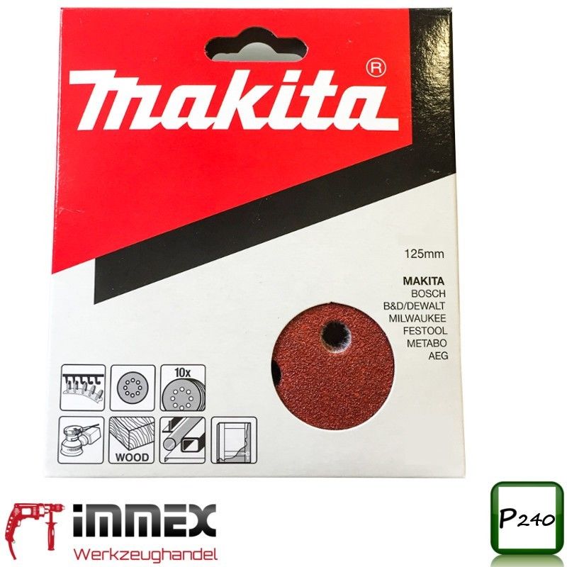 Makita Schleifscheiben 10x 125mm P240 P-43599
